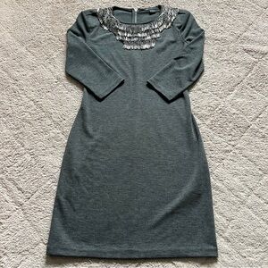 Armani Exchange Fringe Neck 3/4 Sleeve Dress Minimalist Formal Elegant Size S